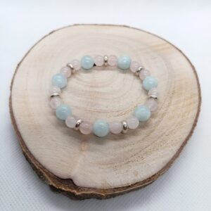 Bracelet Quartz Rose et Aigue-Marine